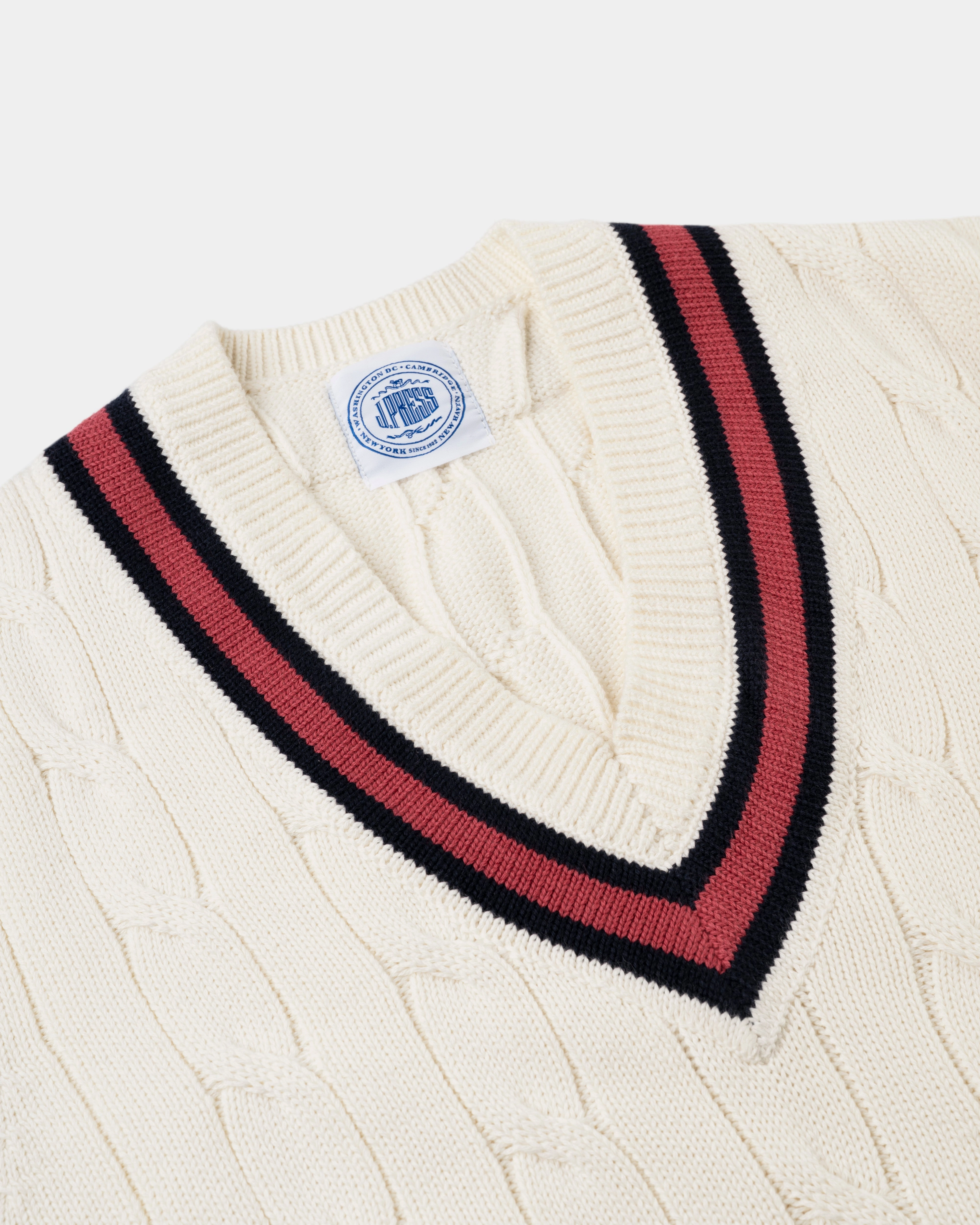 Cotton Cableknit Cricket Sweater - Trim Fit High Twist Yarn Structure Perfectly Warm