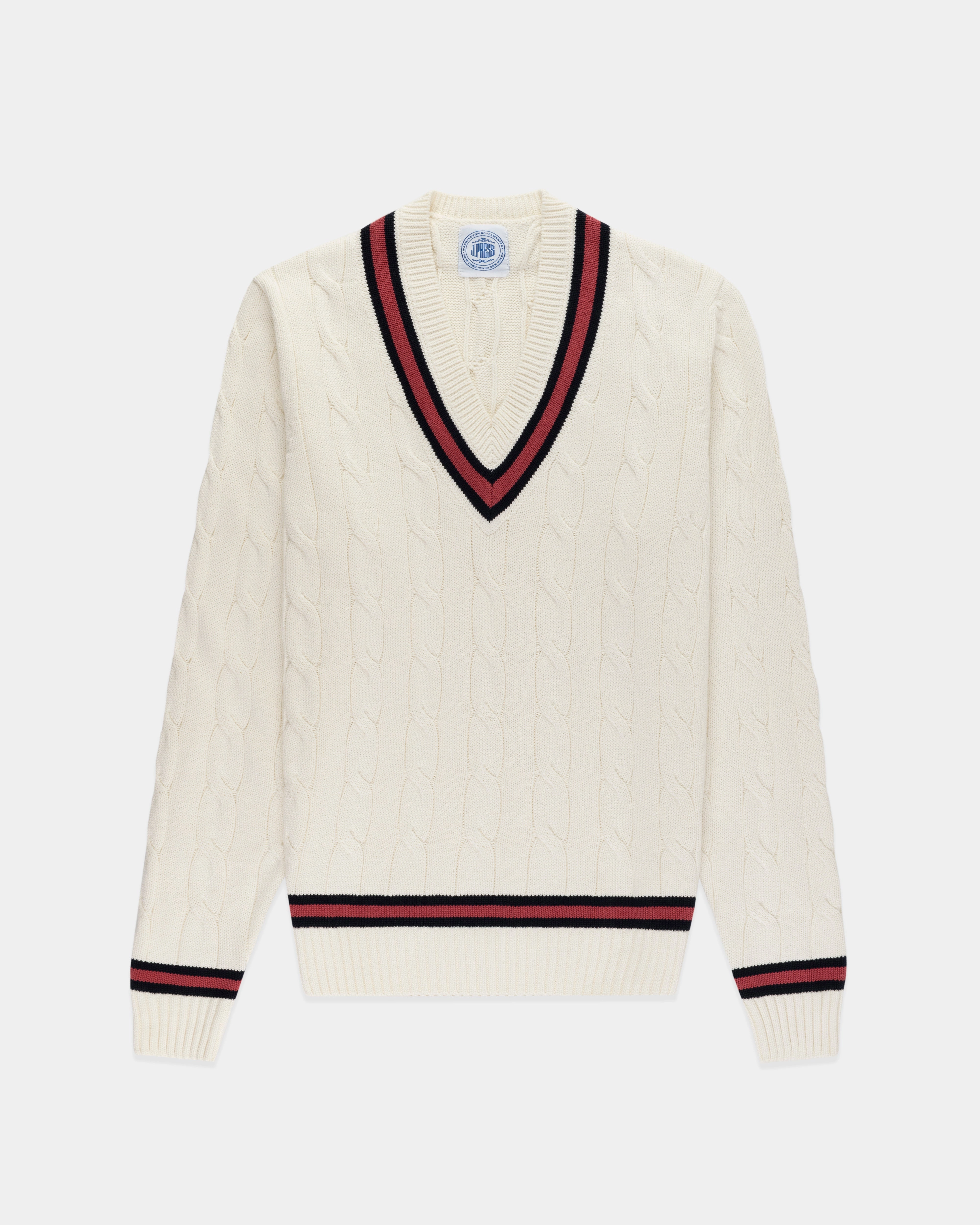 Stretchable Cuff Cotton Cableknit Cricket Sweater - Trim Fit
