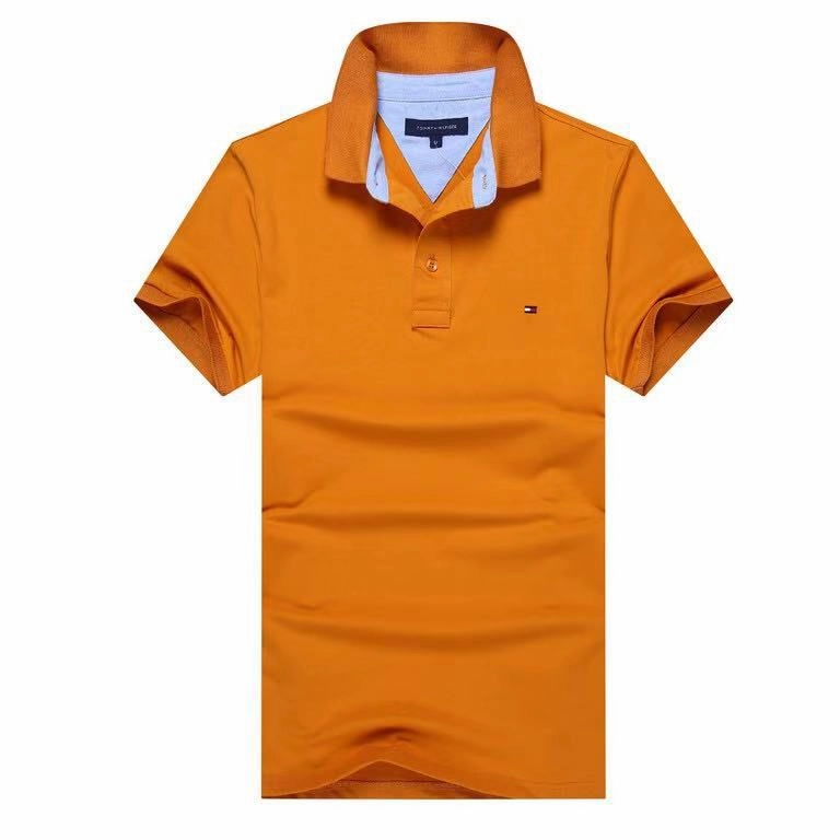 Heat Transfer Printing Travel Trend Cotton-piqu?? polo Tommy Hilfiger Polo Yellow Plain shirt with logo undercollar