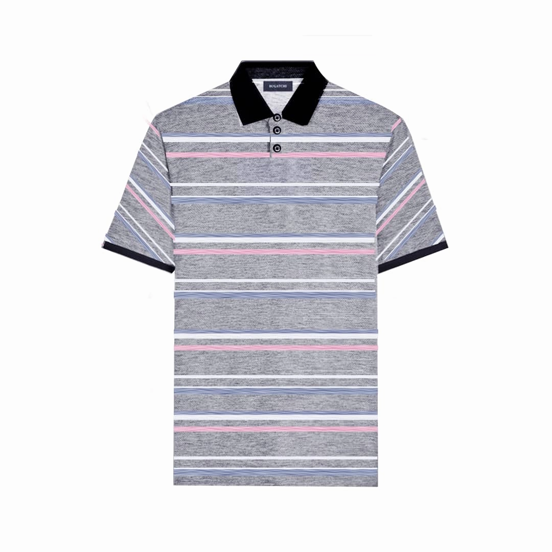 Cotton Traders Men Stripe Polo Travel Wear Trendy Tops