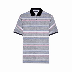 Cotton Traders Men Stripe Polo Travel Wear Trendy Tops