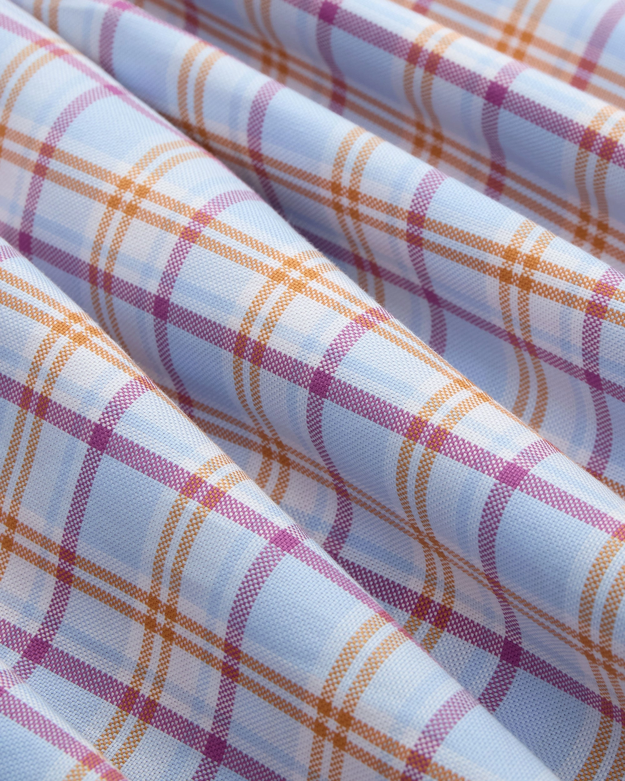 Made-in-USA Blue & Orange Windowpane Sport Shirt - Classic Fit Essential Wardrobe All-Weather Ready