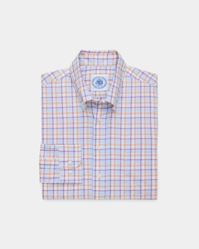 Made-in-USA Blue & Orange Windowpane Sport Shirt - Classic Fit Weekend Casual handmade touch