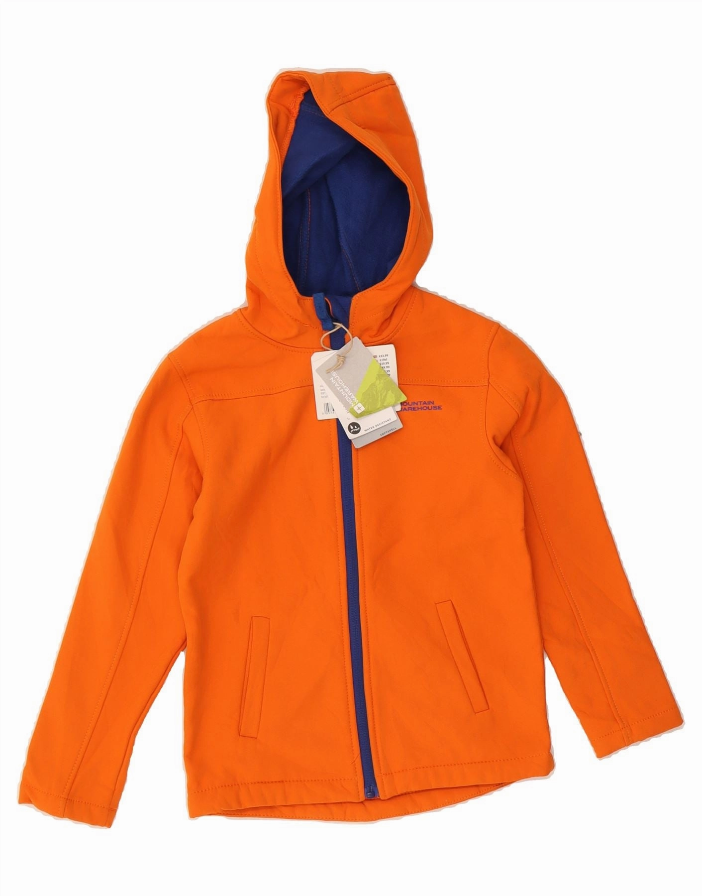 MOUNTAIN WAREHOUSE Boys Hooded Windbreaker Jacket 7-8 Years Orange Run Friendly Produce