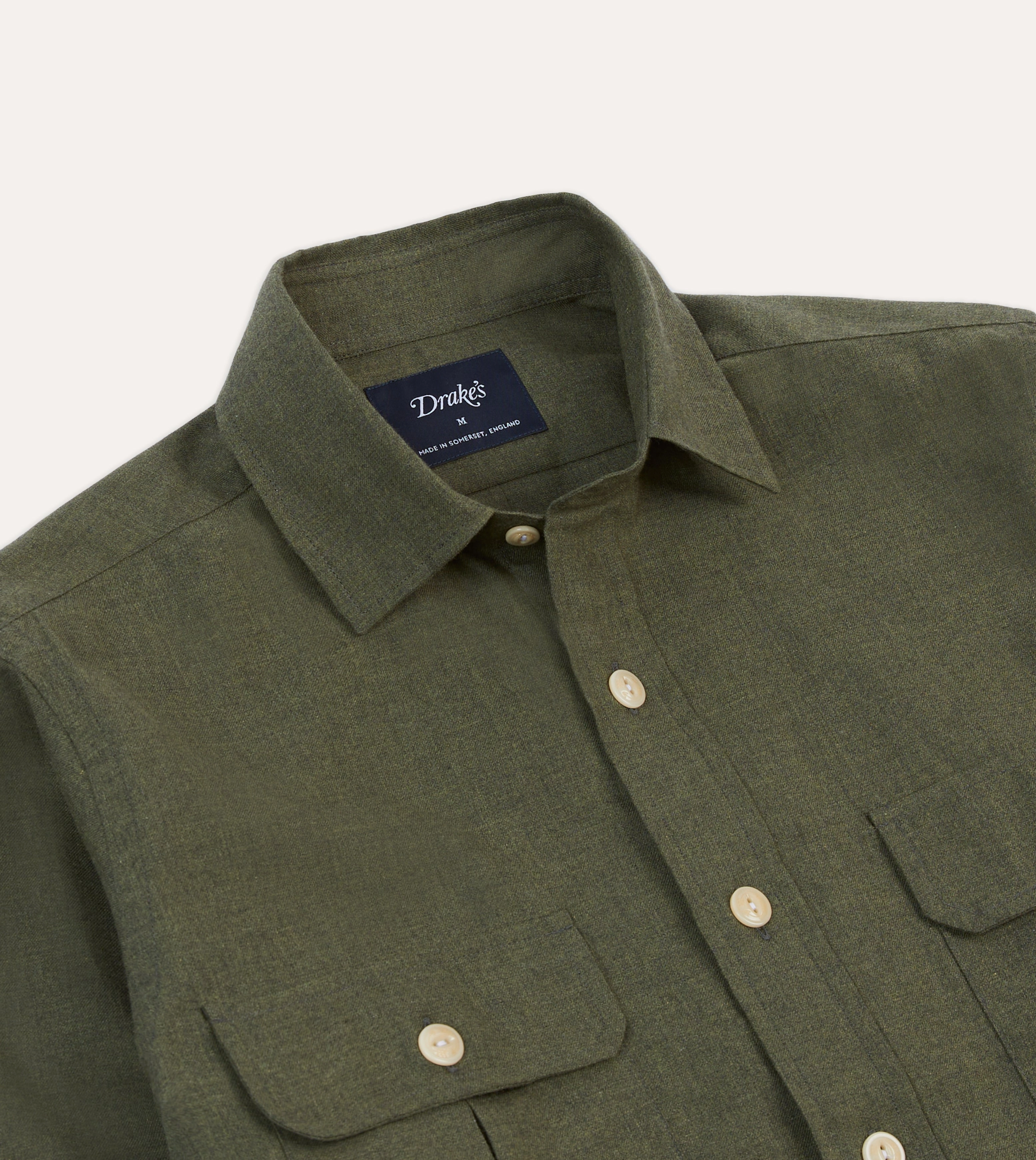 Errand Ready Khaki Green Cotton Flannel Two-Pocket Work Shirt