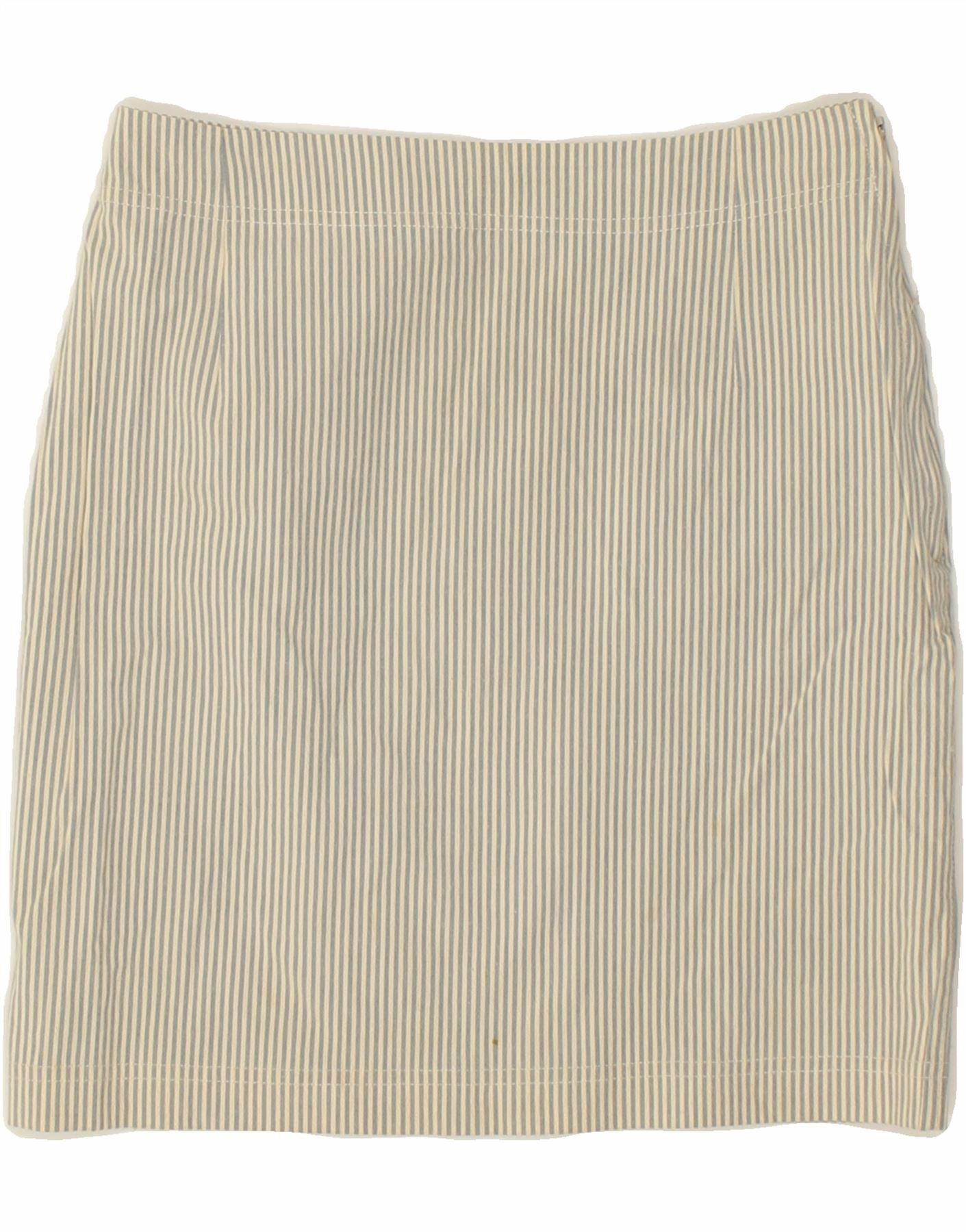 Flow Sleeve Natural Drape VINTAGE Girls Pencil Skirt 15-16 Years W26 Beige Pinstripe Cotton