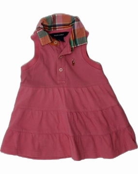 Soft Tone Mermaid-Hem RALPH LAUREN Girls Sleeveless Polo Dress 2-3 Years Pink Cotton