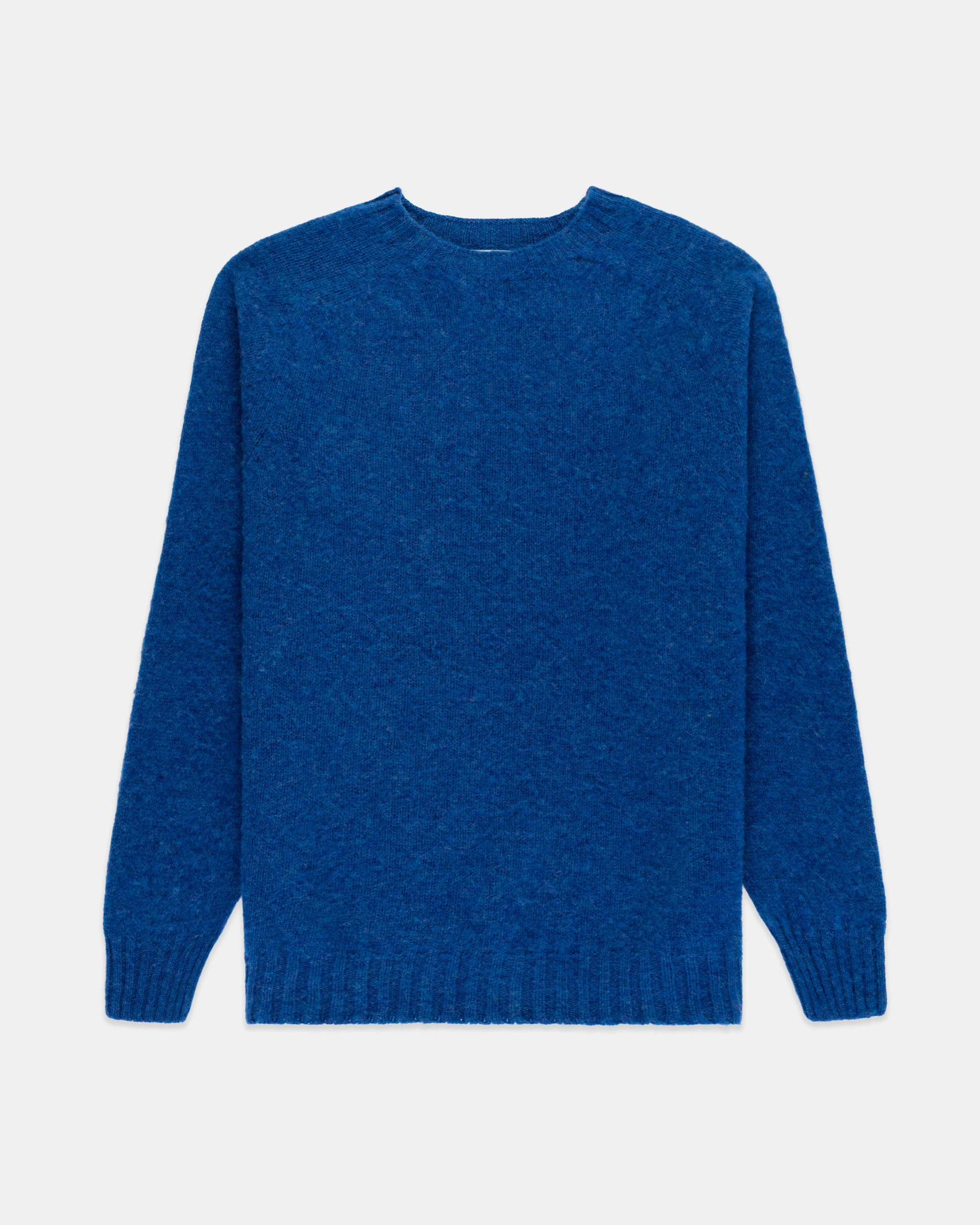 Comfy & Cozy Casual Wear Made-in-Scotland Medium Blue Shaggy Dog Sweater  - Trim Fit