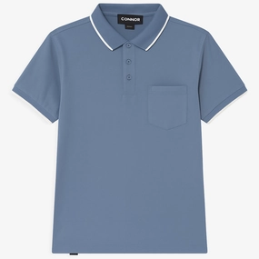 Connor Men Blue Polo Trendy Basics Layered Hem Detail