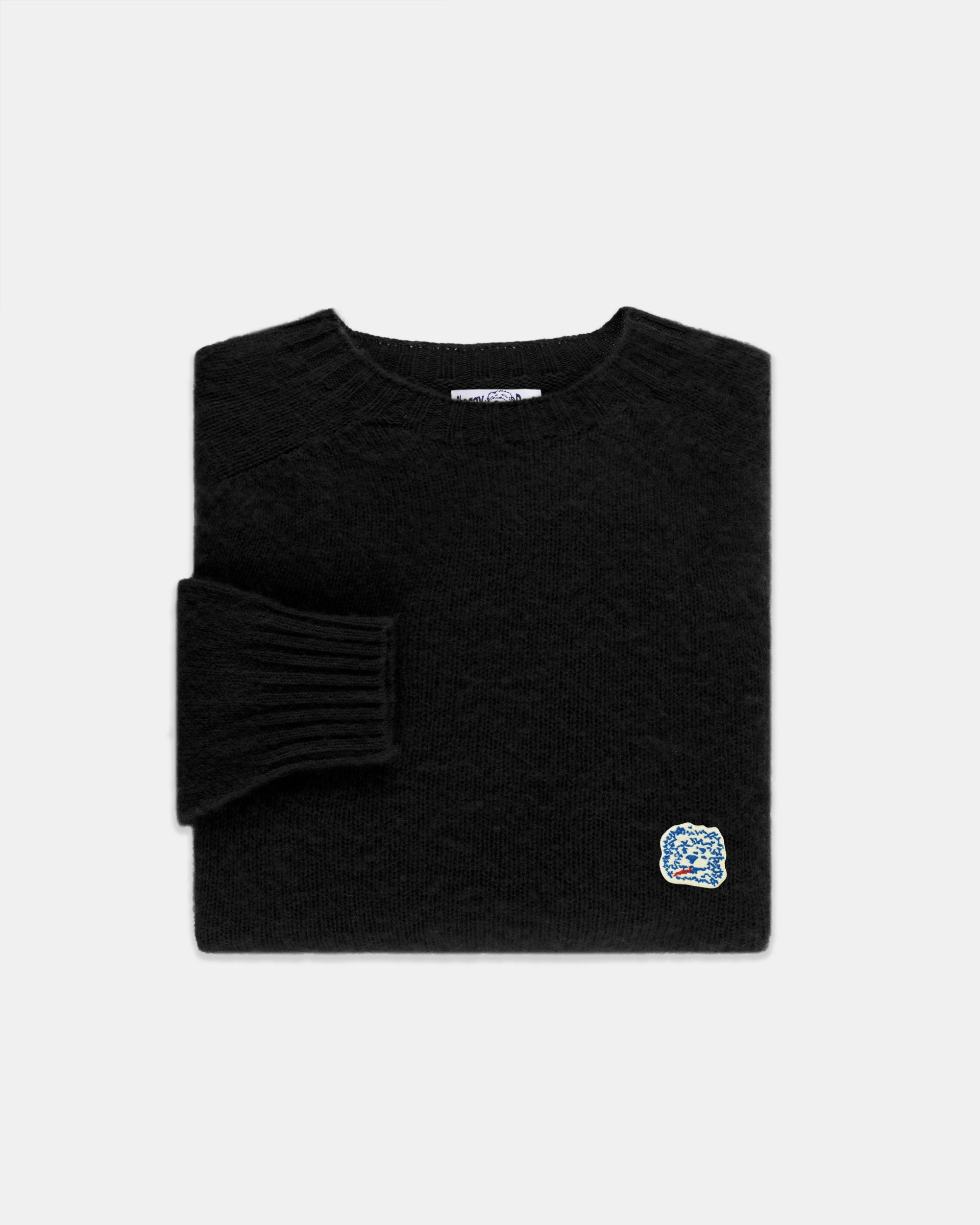 Made-in-Scotland *LIMITED EDITION* Black Shaggy Dog Icon Sweater  - Trim Fit Flexible Collar Opening Bias Cut Hem Details