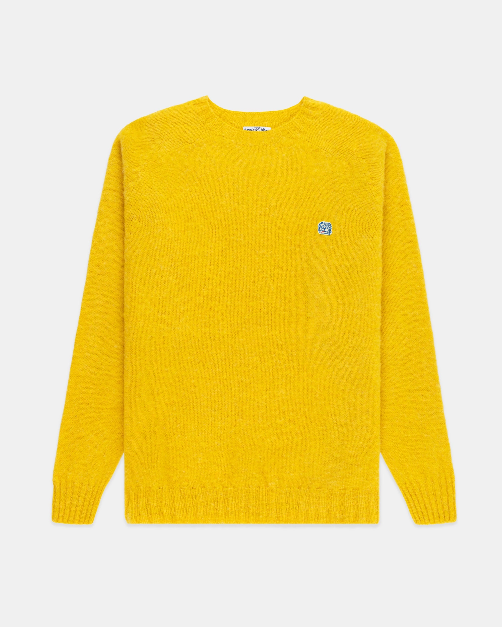 Winter Layering Look Made-in-Scotland *LIMITED EDITION* Yellow Shaggy Dog Icon Sweater  - Trim Fit