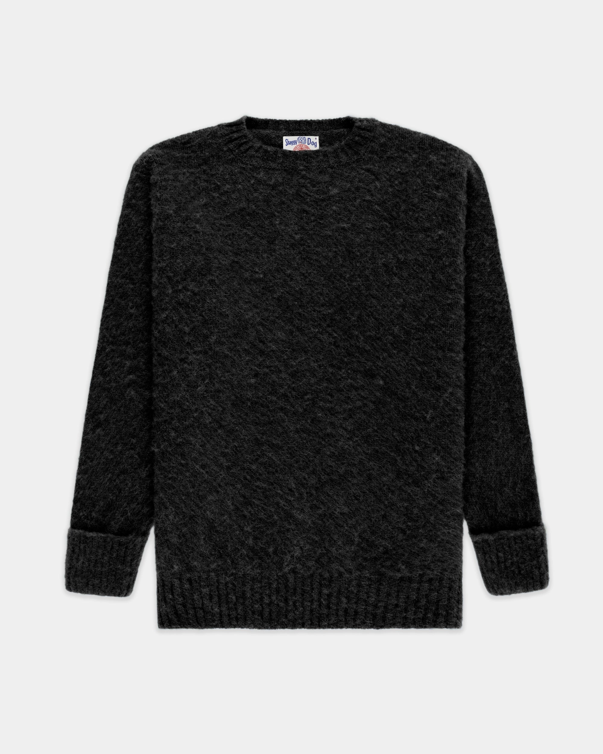 Effortless Comfort Made-in-Scotland Charcoal Shaggy Dog Sweater - Classic Fit