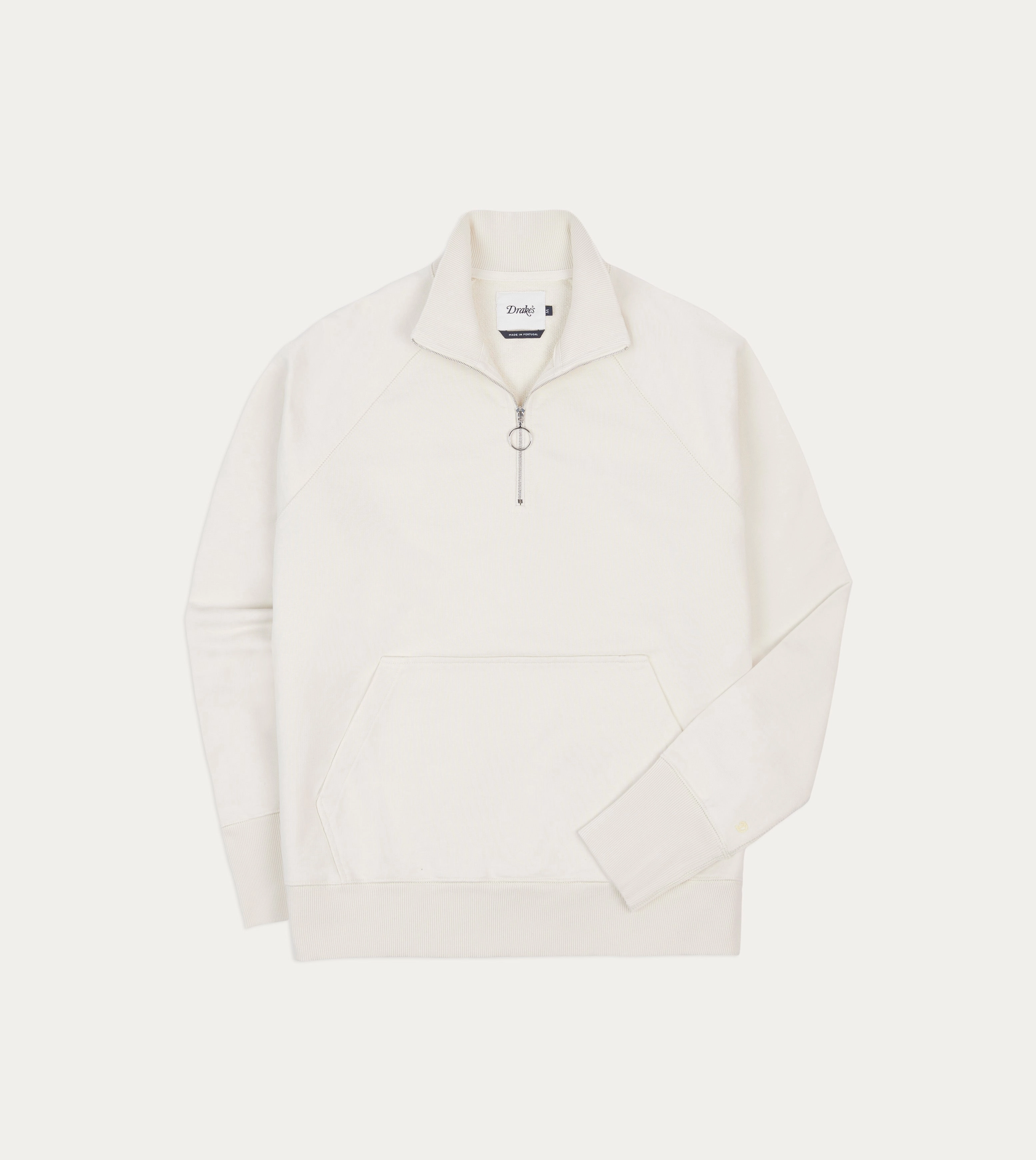 Tall Length Ecru Cotton Quarter Zip Sweatshirt