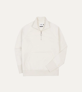 Tall Length Ecru Cotton Quarter Zip Sweatshirt