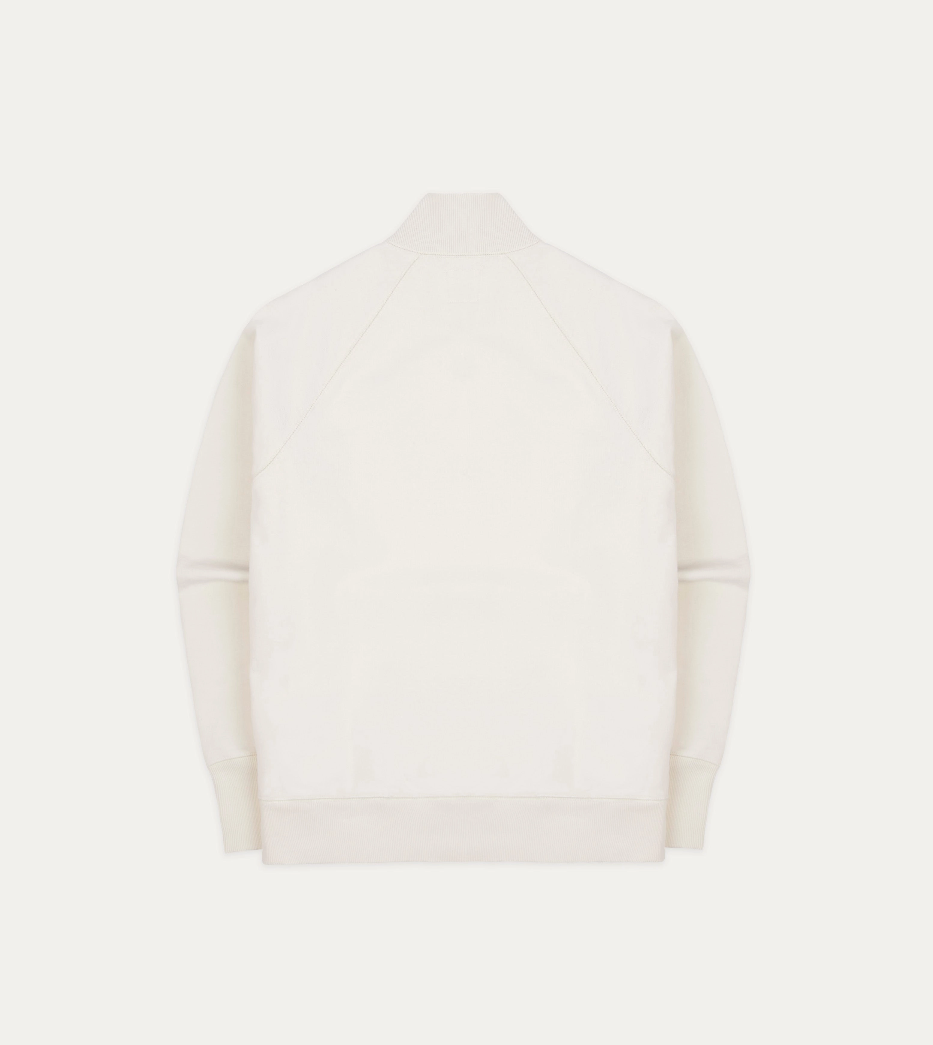 Ecru Cotton Quarter Zip Sweatshirt Ribbed Cuffs
