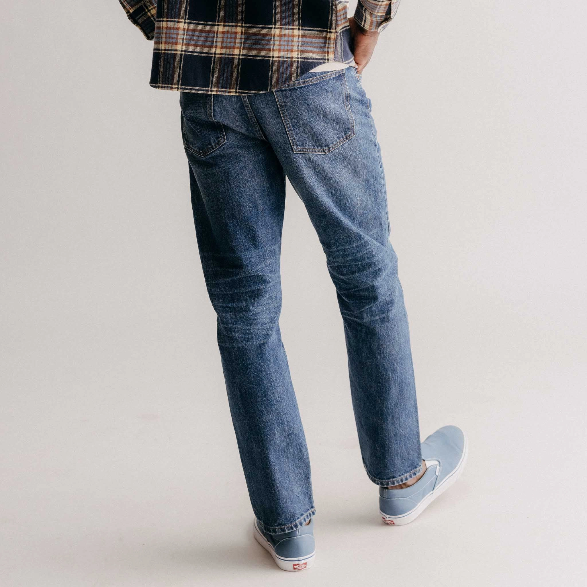 The Democratic Jean in Mid Wash Organic Selvedge Lined interior