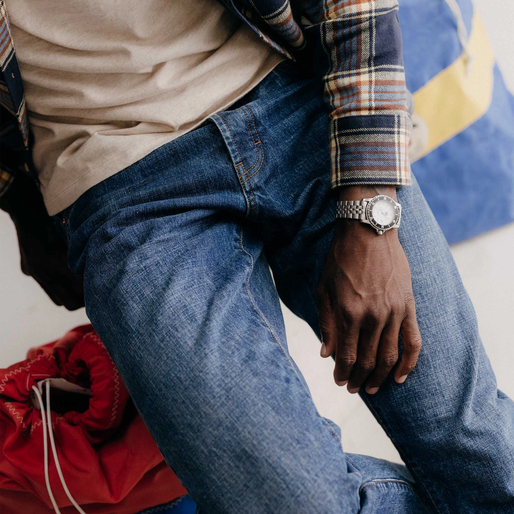 The Democratic Jean in Mid Wash Organic Selvedge Trendy Wear Recycled Polyester