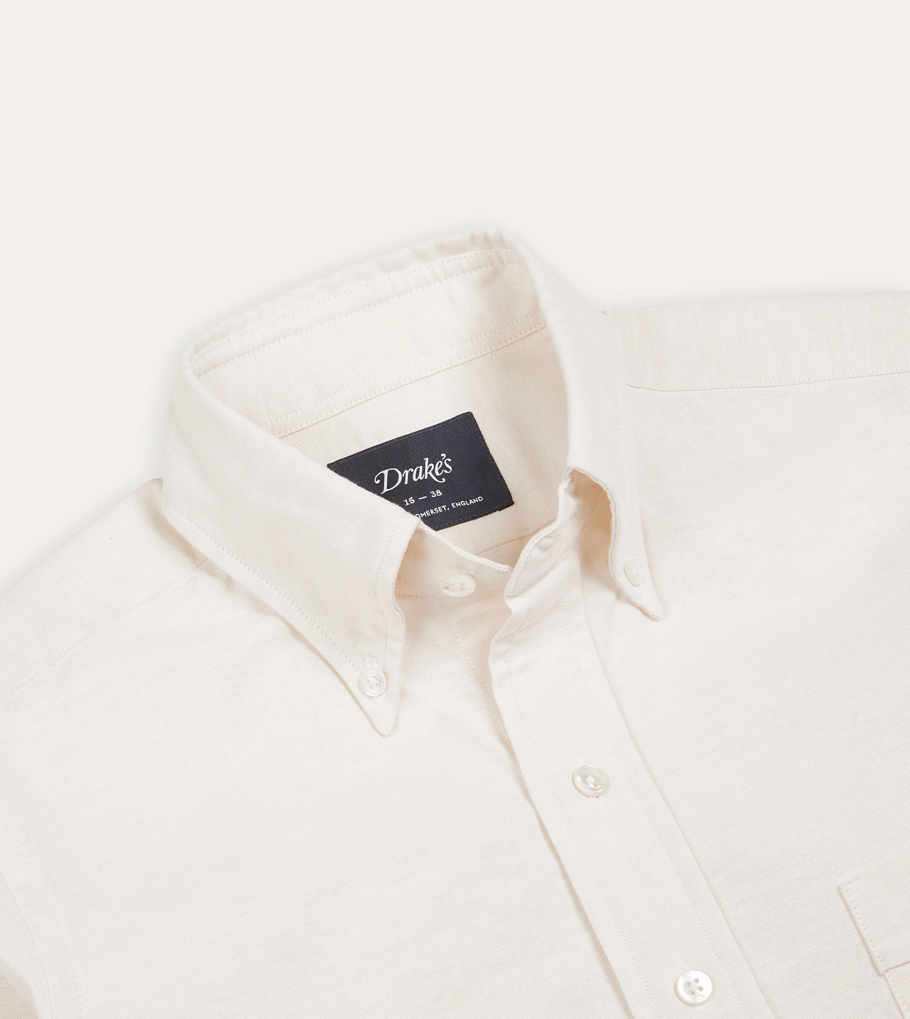 Cream Cotton Oxford Cloth Button-Down Shirt Winter Essentials Brushed Inner Lining