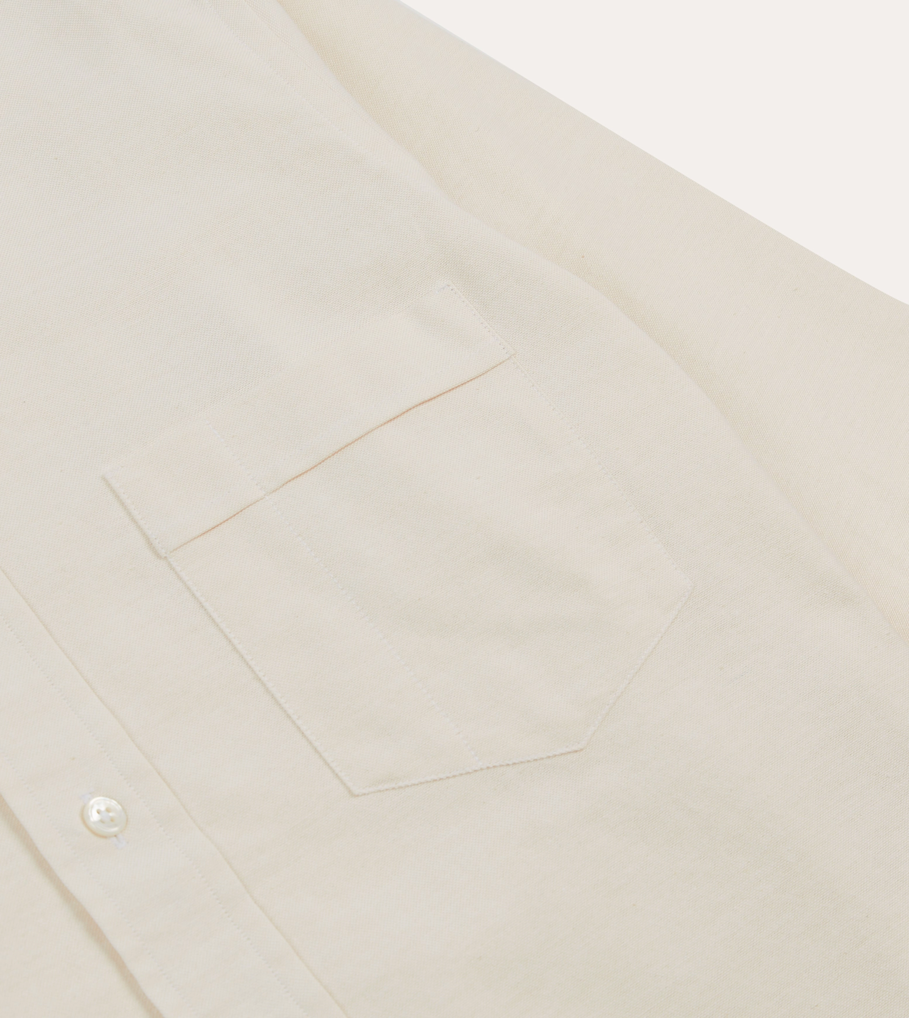 Cream Cotton Oxford Cloth Long Point Collar Shirt Versatile Styling