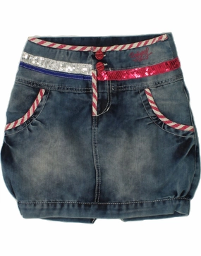 Breath Ease Texture Rich DESIGUAL Girls Denim Bubble Skirt 9-10 Years W24  Blue Cotton