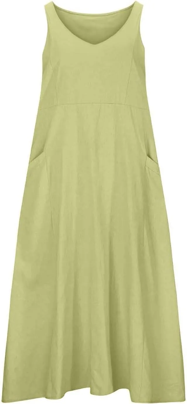 Crew Neck Tshirt Maxi Dresses Women's Summer Casual Sleeveless Long Maxi Beach Dress Womens Cotton Tank Dress Womens