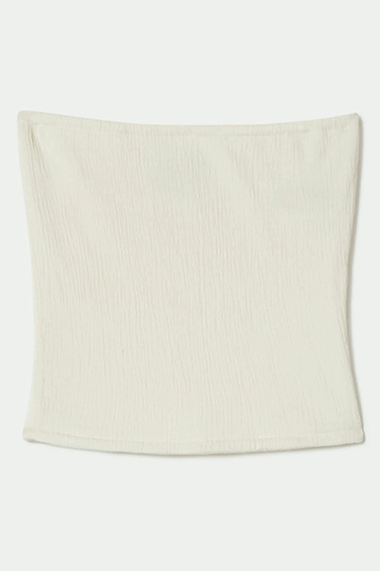 Smooth Look Crinkle Tube Top - Off White