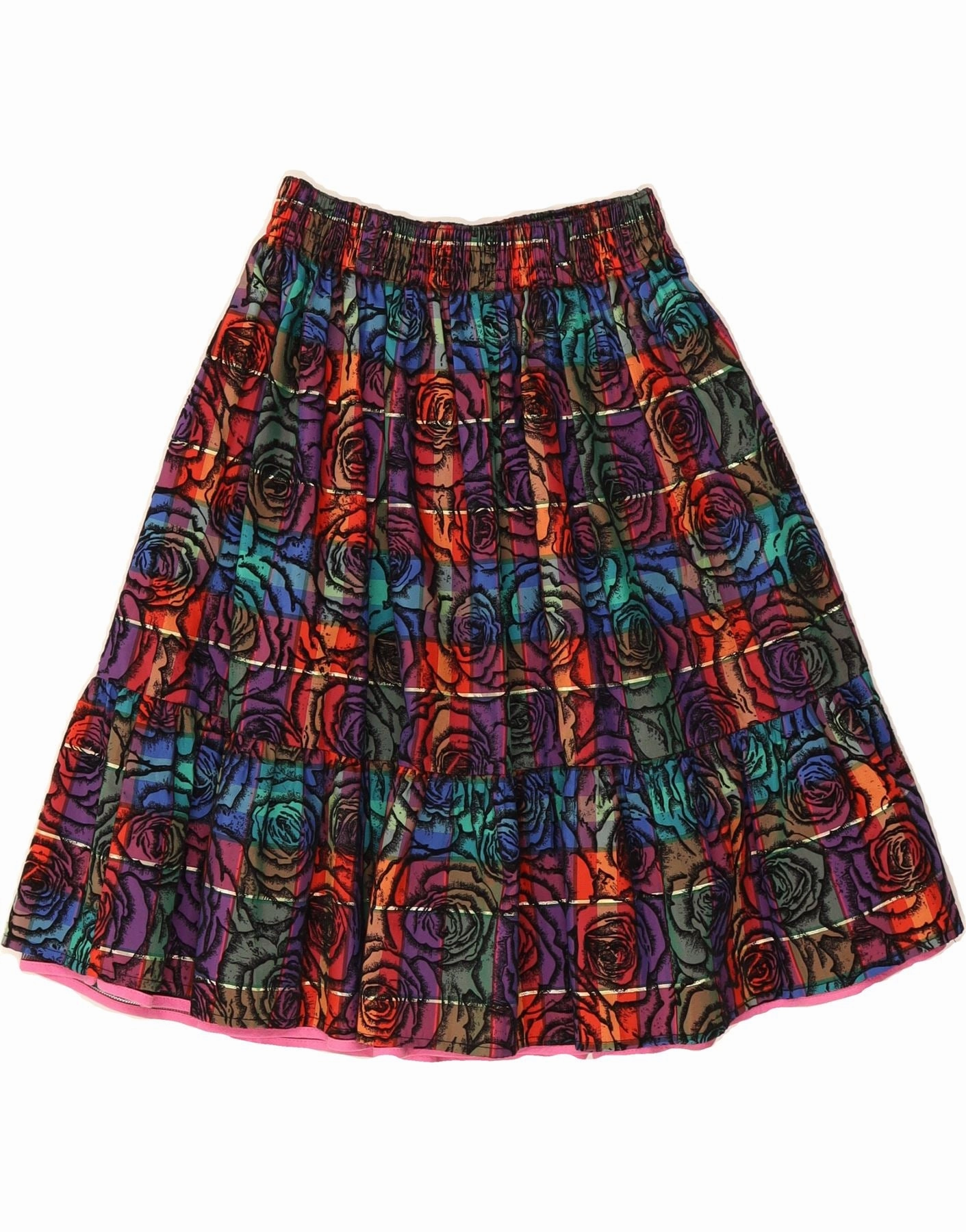 FUNNY Girls A-Line Skirt 13-14 Years W24 Multicoloured Floral Polyester Natural Layers