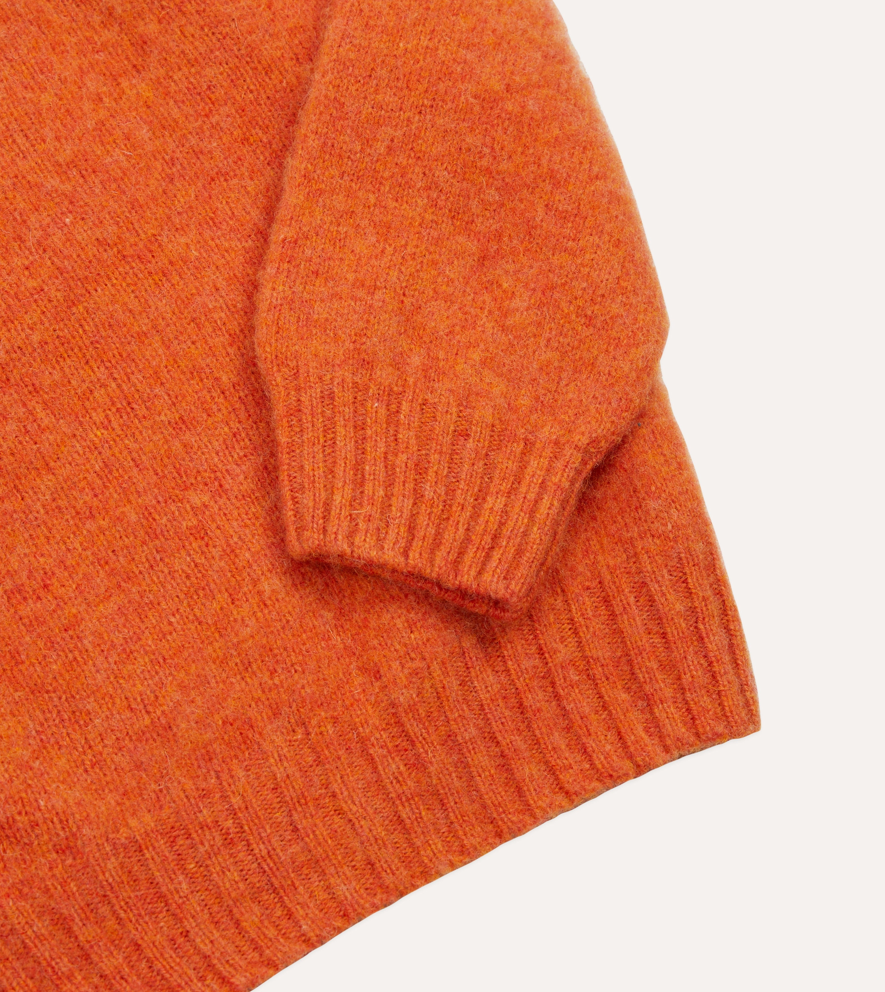 Contrast Trim Accent Orange Brushed Shetland Crew Neck Jumper
