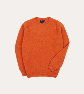 Orange Brushed Shetland Crew Neck Jumper Urban Warmth Temperature control
