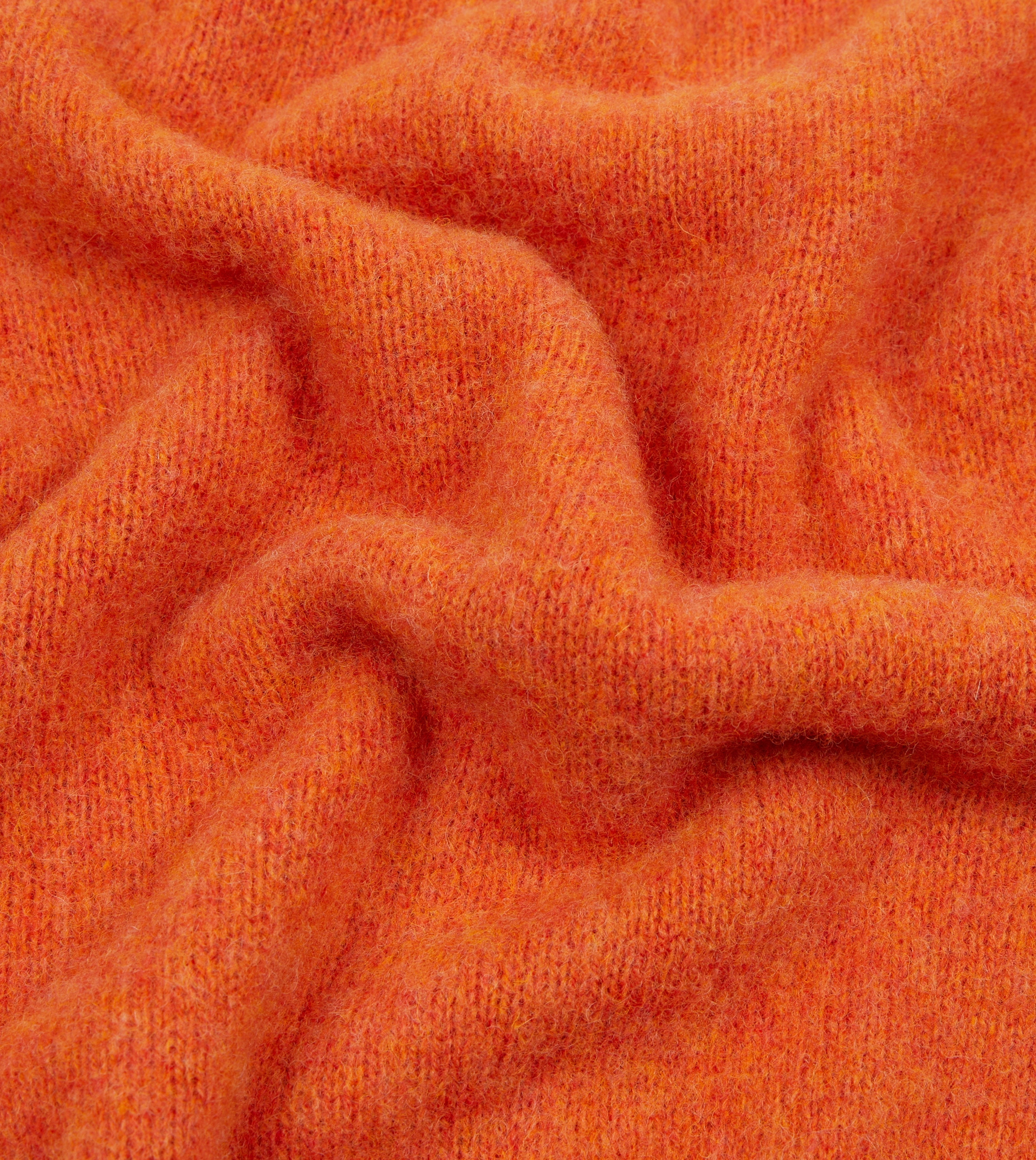 Orange Brushed Shetland Crew Neck Jumper Under Jacket