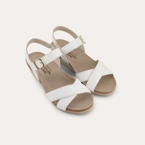 Women Throne Wedge Sandal In White Soft Leather Agile Motion Stable hold