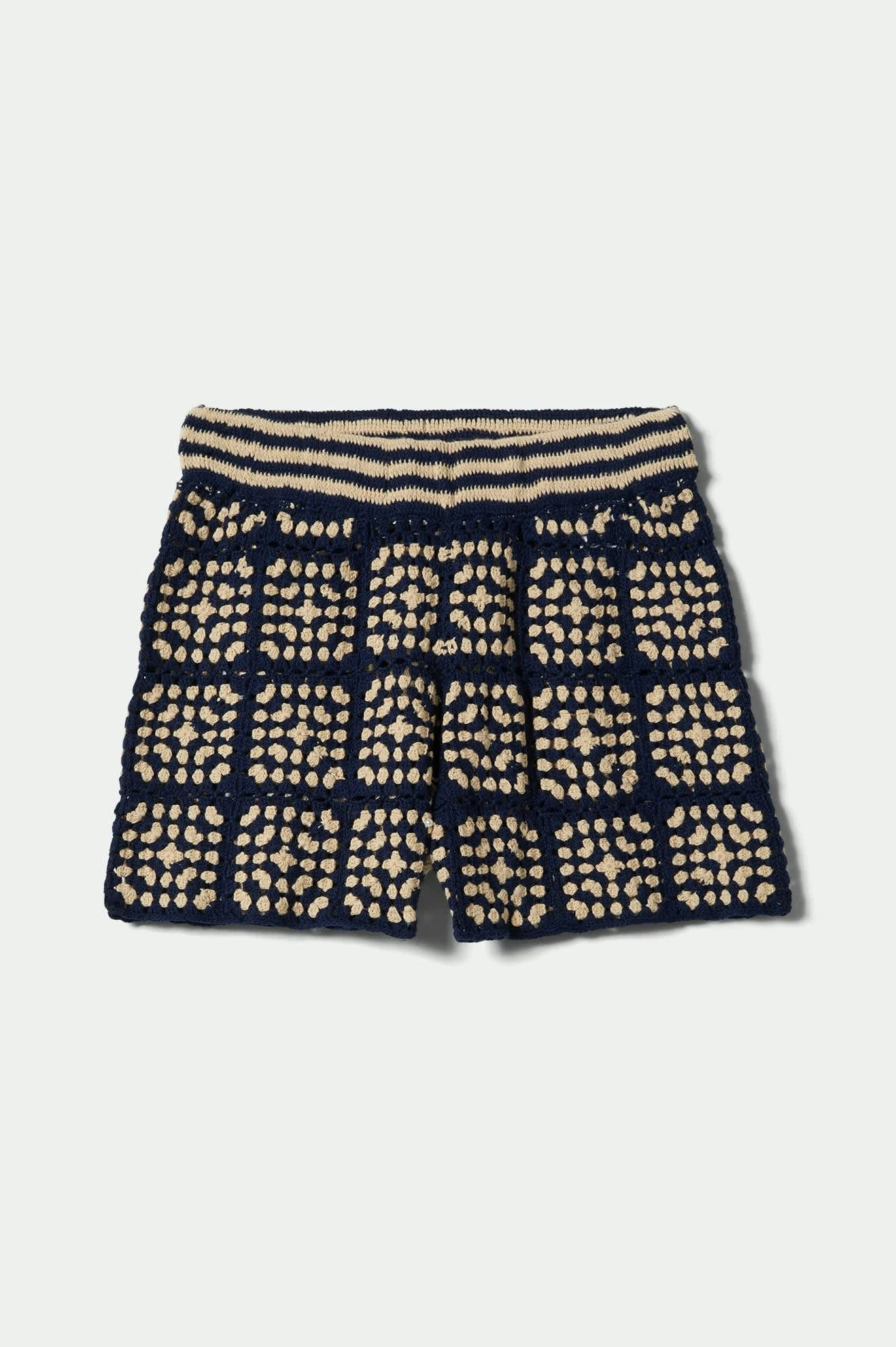Warm Vibe jumpsuit Crochet Short - Mood Indigo/Off White