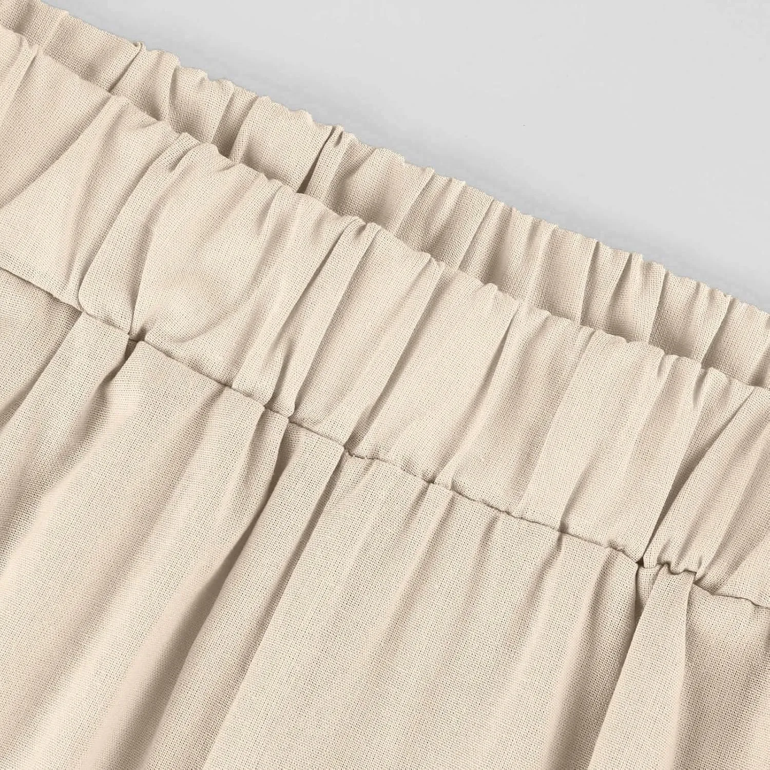 Crop Pants for Women Summer Trousers Loose Elastic Waist Straight Pocket Casual Pants