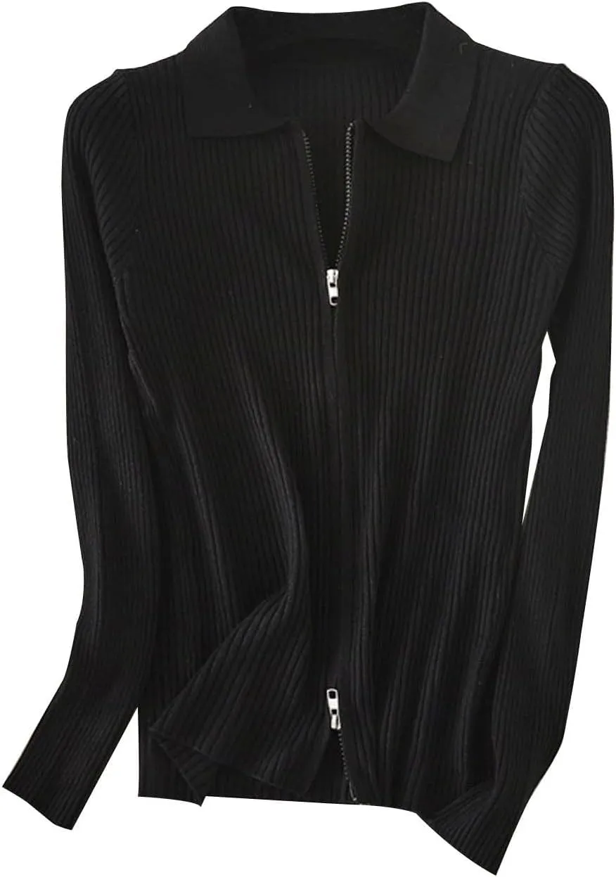 Cropped Cardigan for Women Chunky Cable Knit Sweater Open Front Top Y2K Womens Fall Fashion 2024 Warm Outerwear