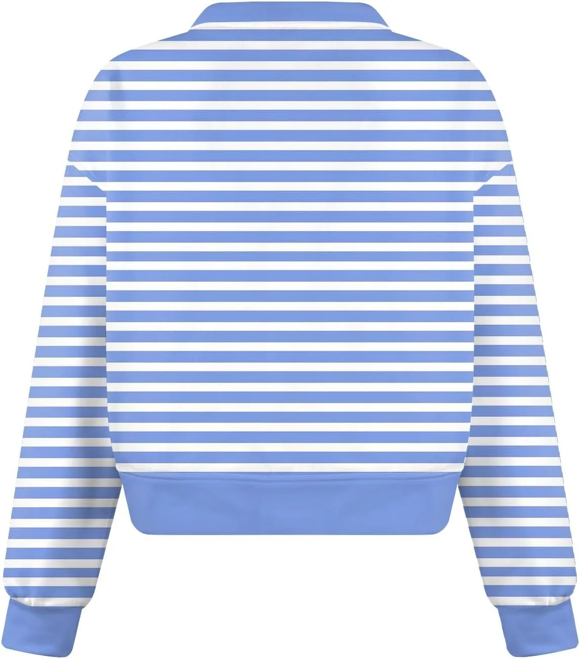 Cropped Crewneck Sweatshirt for Women Striped Color Print Oversized Long Sleeve Lightweight Pullover Sweater 2024