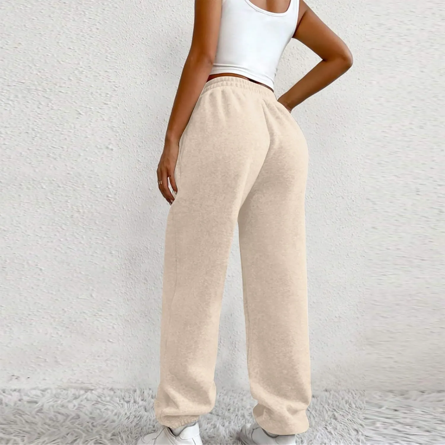 Crossover High Waisted Joggers for Women Athletic Cinch Bottom Straight Leg Sweatpants Elastic Running Pants w/Pockets