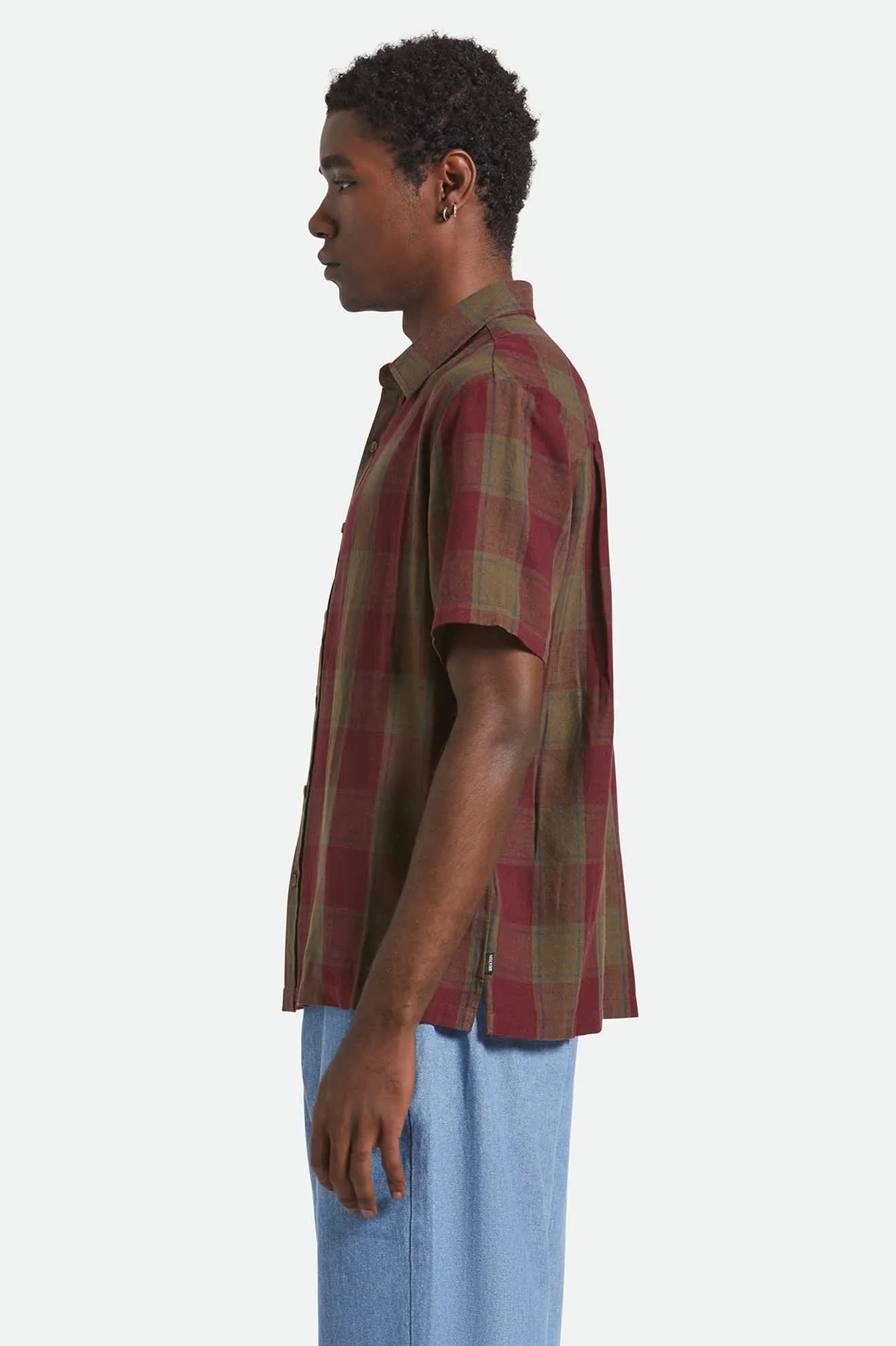 Designer Touch Layered Design Cru Linen Blend S/S Shirt - Olive Surplus/Port