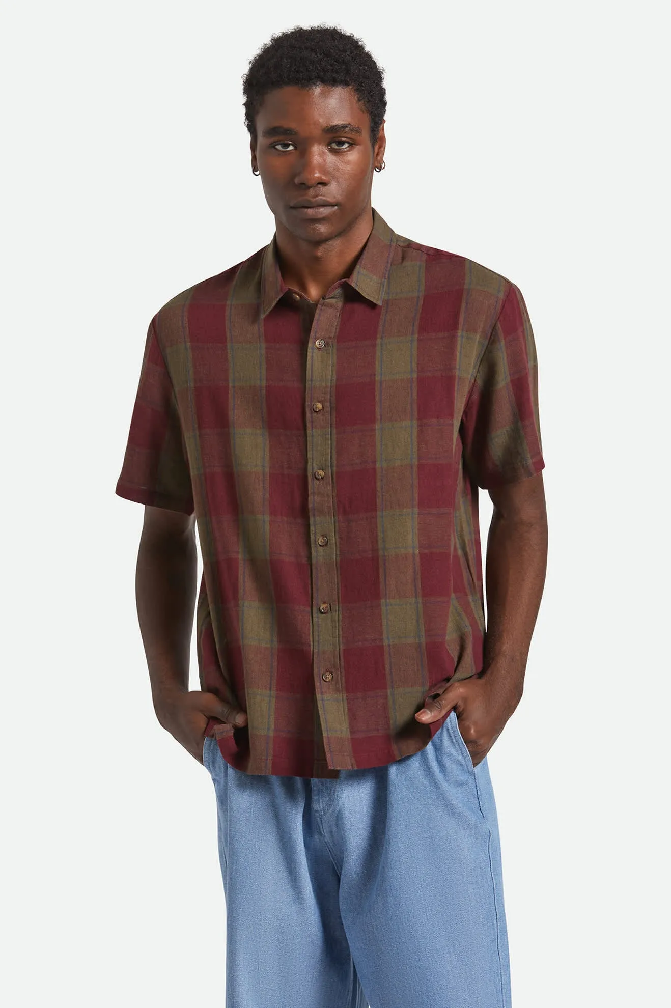 Versatile Look Casual Wear Cru Linen Blend S/S Shirt - Olive Surplus/Port