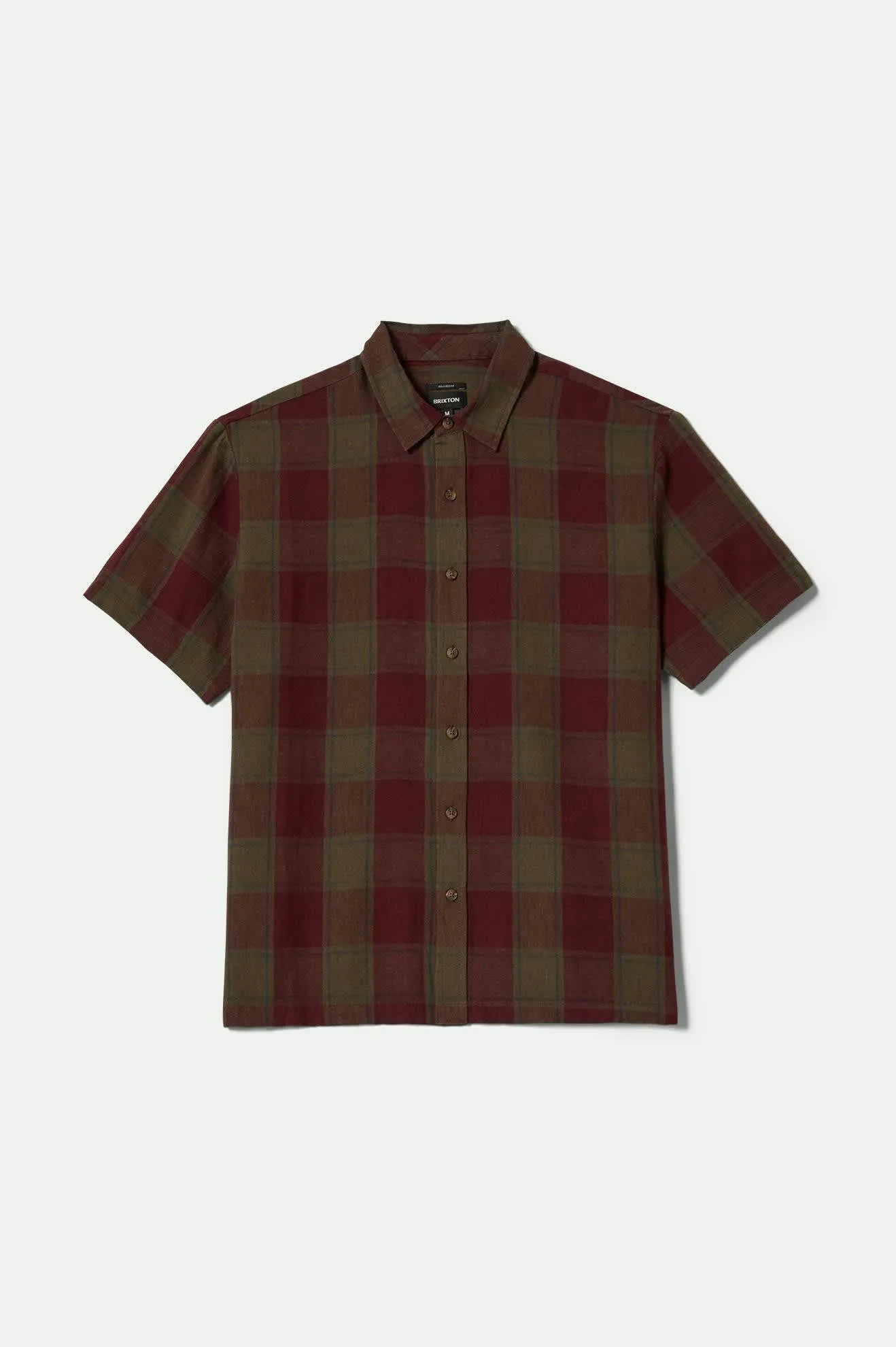 Cru Linen Blend S/S Shirt - Olive Surplus/Port Moisture Wicking Material