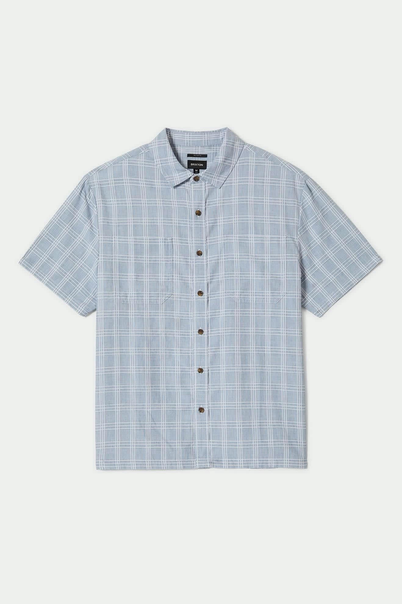 Layered Sleeve Cuffs CRU Oxford Plaid Relaxed S/S Shirt - Light Blue/White Plaid