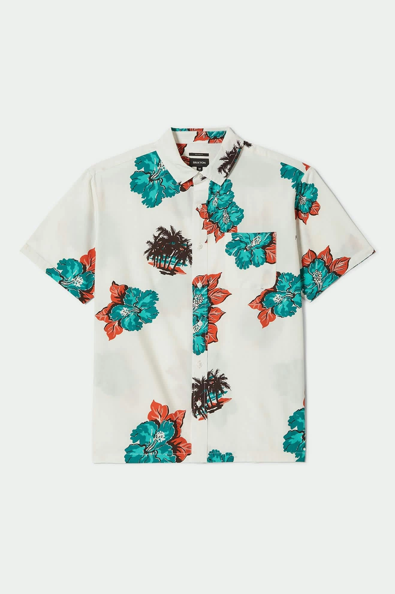 CRU Print Relaxed S/S Shirt - Off White/Aquatic Green Floral Gym Appropriate Striped style