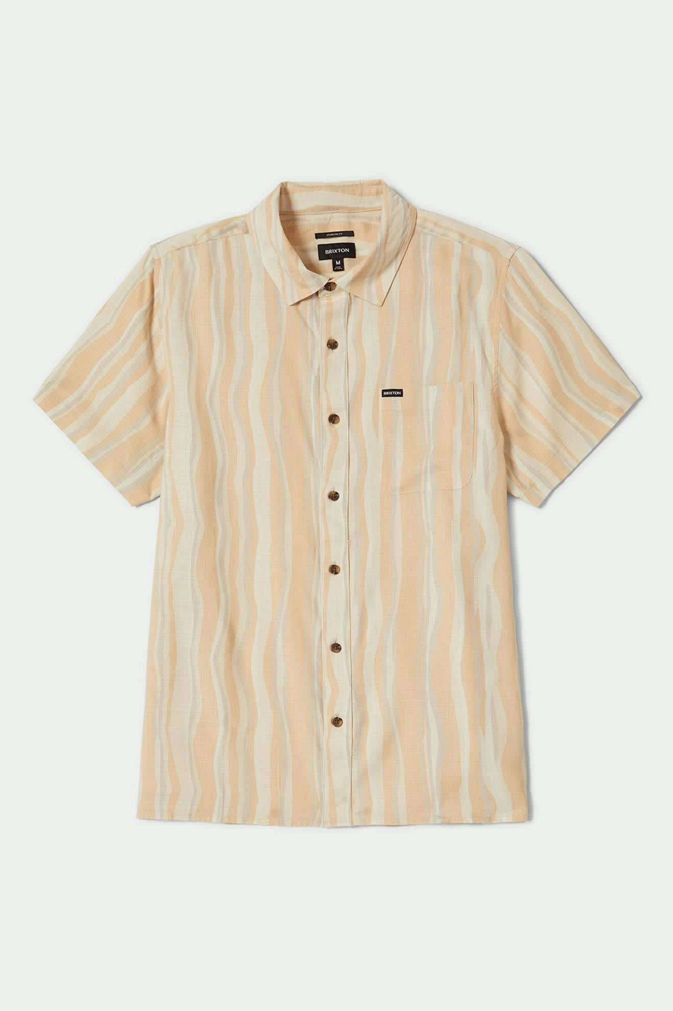 CRU Slub Relaxed S/S Shirt - Hazelnut/Painterly Stripe Quick Release Placket Smooth zipper closure