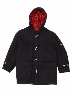 IVY OXFORD Boys Loose Fit Hooded Duffle Coat 9-10 Years Navy Blue Wool Cap gym - goers