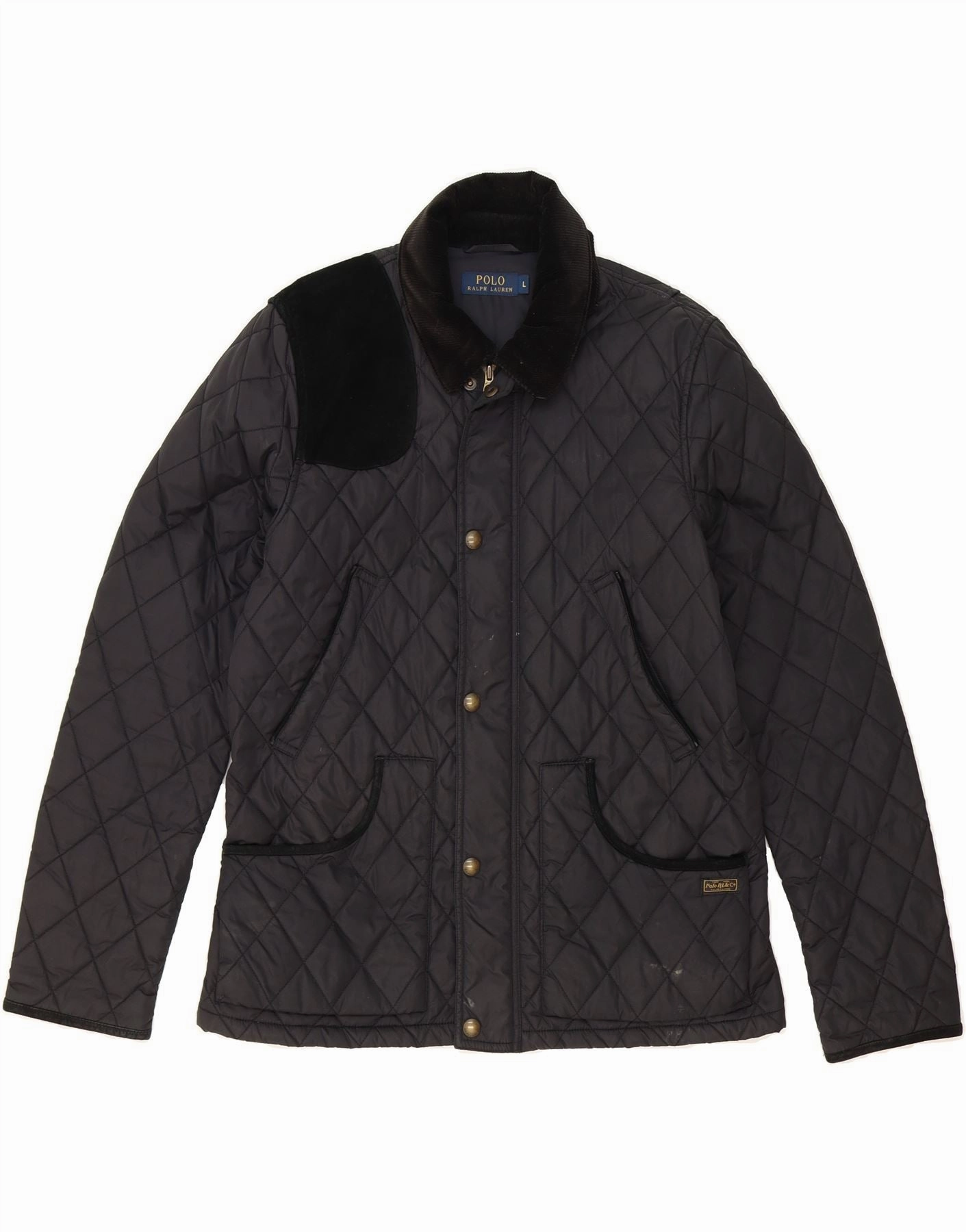 POLO RALPH LAUREN Boys Quilted Jacket 15-16 Years Large Navy Blue Nylon Heavy Duty