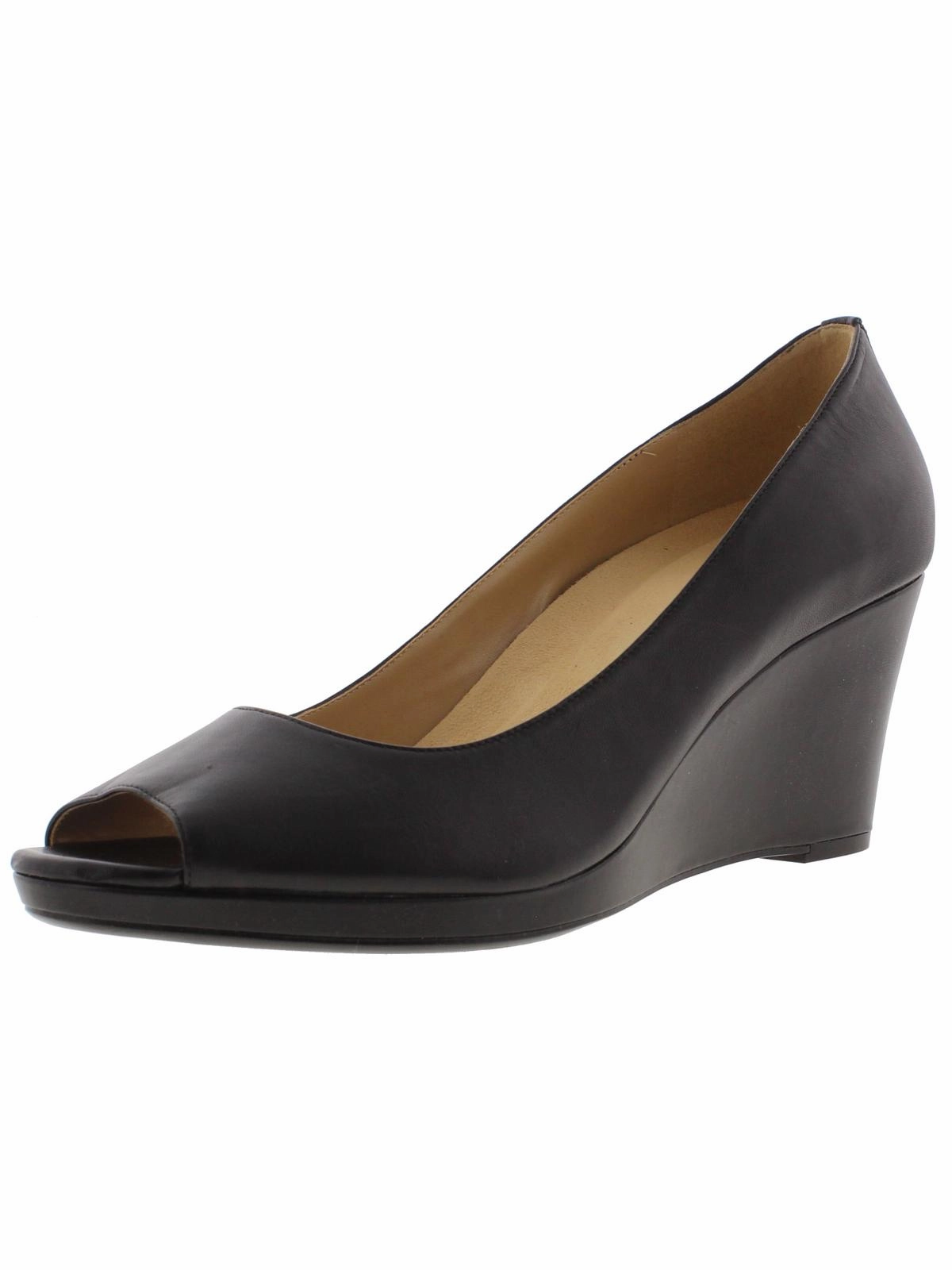 Olivia Womens Padded Insole Peep Toe Wedge Heels Zip Quick