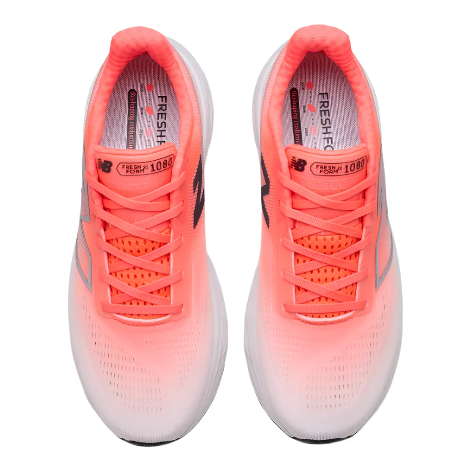 New Balance Men's 1080 V14 Running Shoes in Urgent Red/Rain Cloud/Black AW25 Good Arch Support Flexible Outsole Tech
