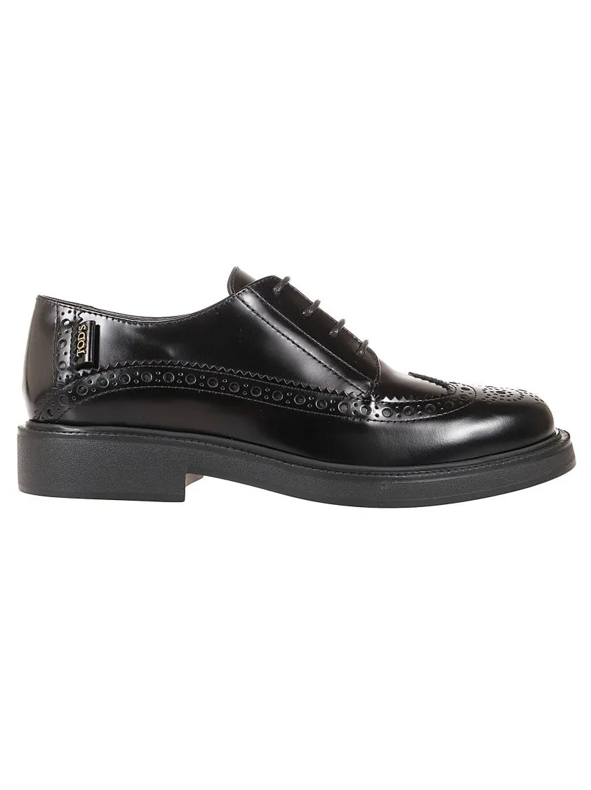 Brogue Detail Leather Shoes With Sturdy Sole Extended Wear Penny Keeper