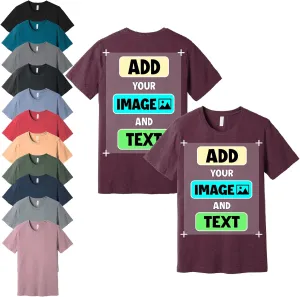 Custom T-Shirts - Personalized Front and Back Printed Unisex Tee Shirt - Customized Design Your Own T-Shirts for Women, Men
