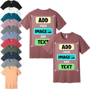 Custom T-Shirts - Personalized Front and Back Printed Unisex Tee Shirt - Customized Design Your Own T-Shirts for Women, Men