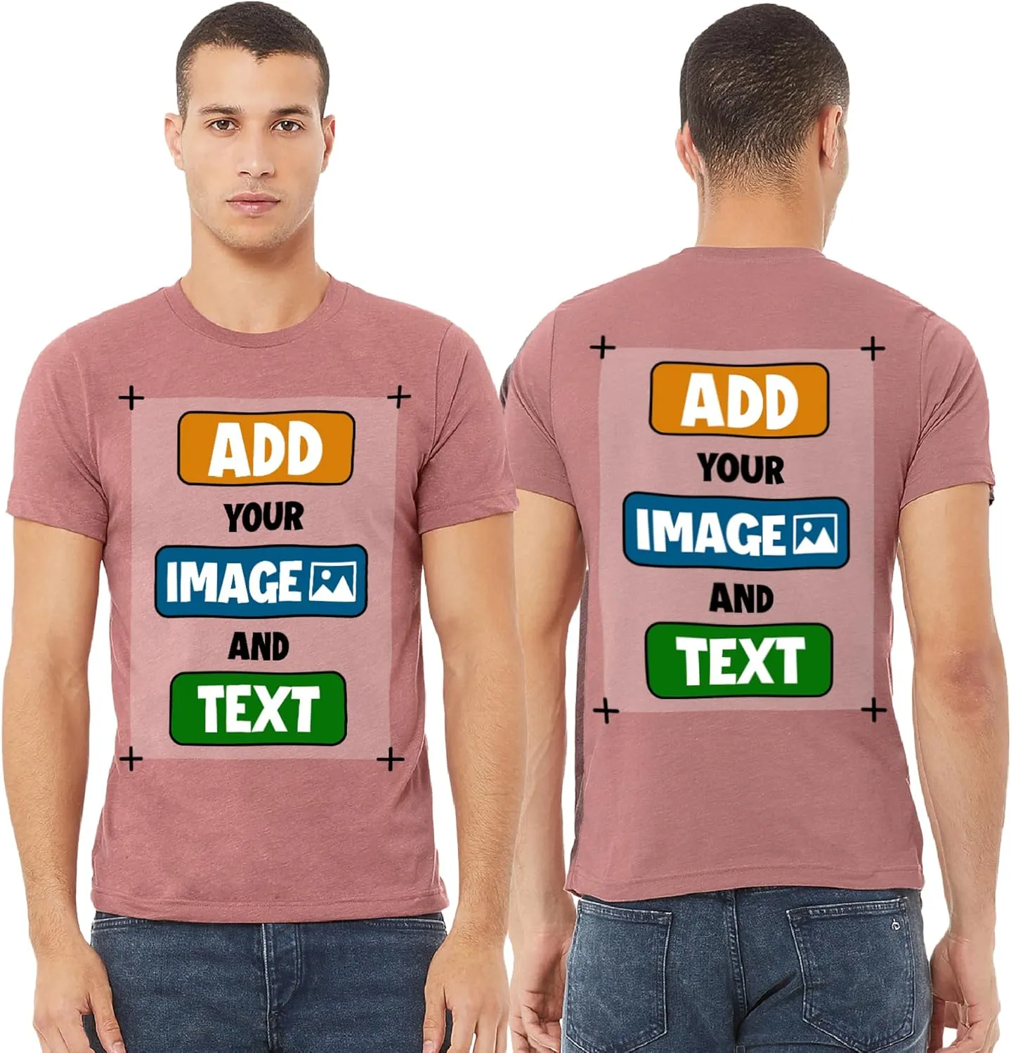 Custom T-Shirts - Personalized Front and Back Printed Unisex Tee Shirt - Customized Design Your Own T-Shirts for Women, Men